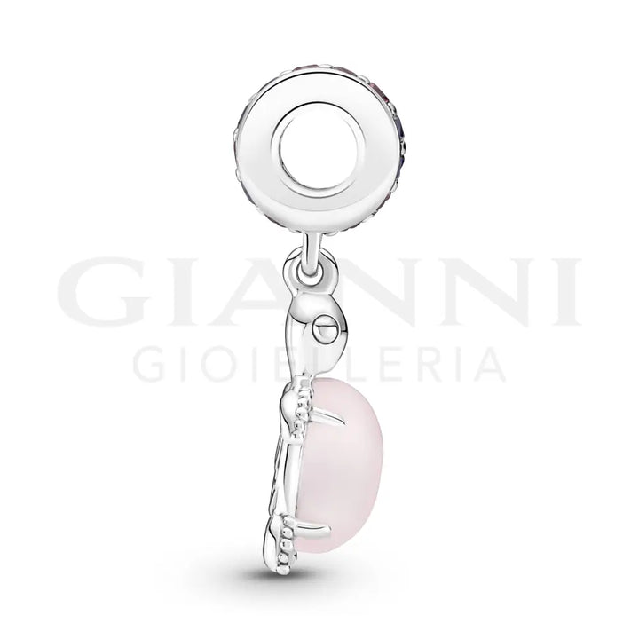 Charm Pandora - Pendente Tartaruga Marina Rosa Vetro di Murano Charm