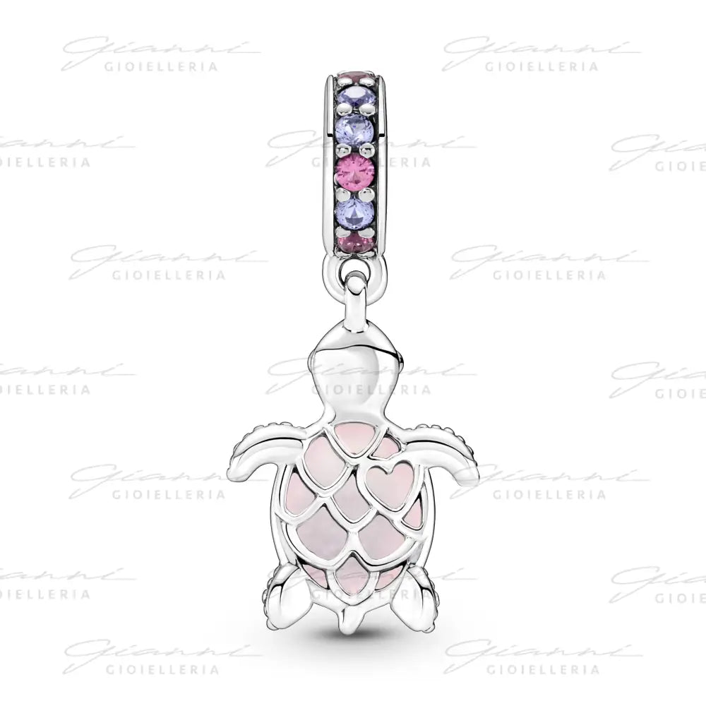 Charm Pandora - Pendente Tartaruga Marina Rosa Vetro di Murano Charm