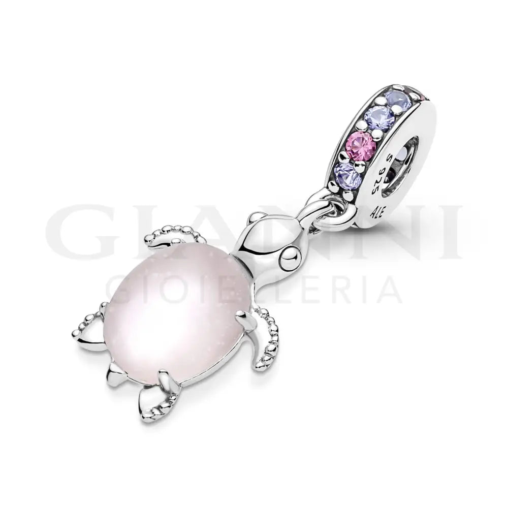 Charm Pandora - Pendente Tartaruga Marina Rosa Vetro di Murano Charm