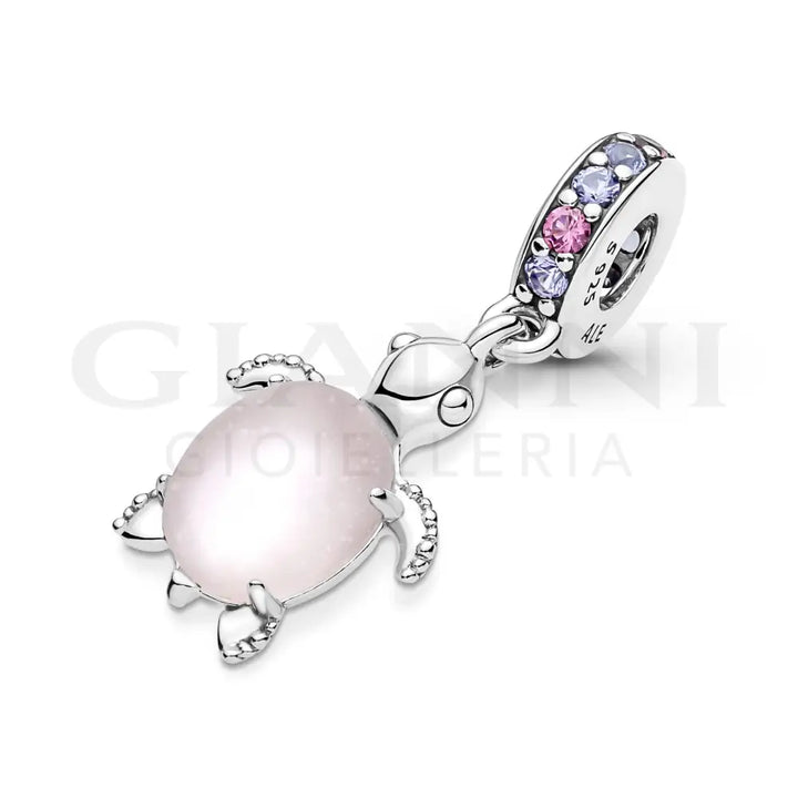 Charm Pandora - Pendente Tartaruga Marina Rosa Vetro di Murano Charm
