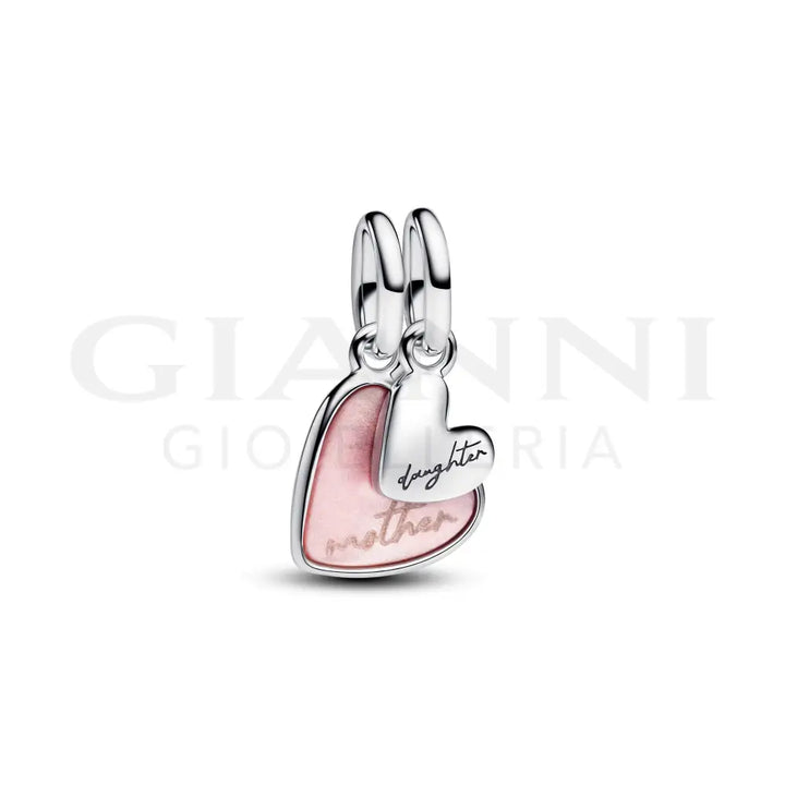 Charm Pandora - Pendente Unione di Cuori Mamma e Figlia divisibile Charm