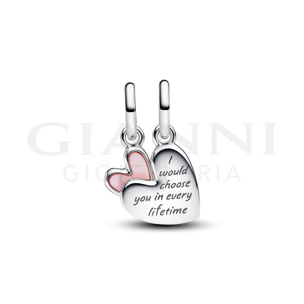 Charm Pandora - Pendente Unione di Cuori Mamma e Figlia divisibile Charm