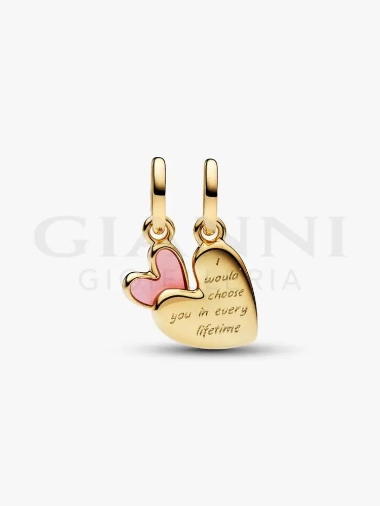 Charm Pandora - Pendente Unione di Cuori Mamma e Figlia divisibile - Charm