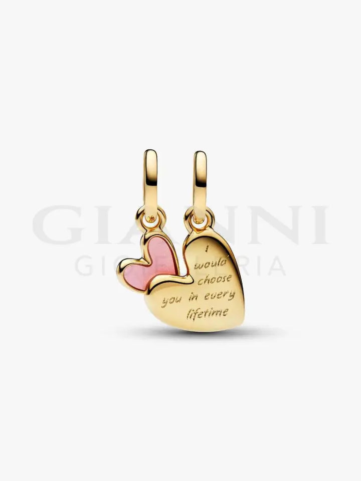 Charm Pandora - Pendente Unione di Cuori Mamma e Figlia divisibile - Charm