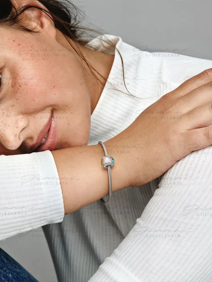 Charm Pandora - Vetro di Murano Cielo e Piume Charm