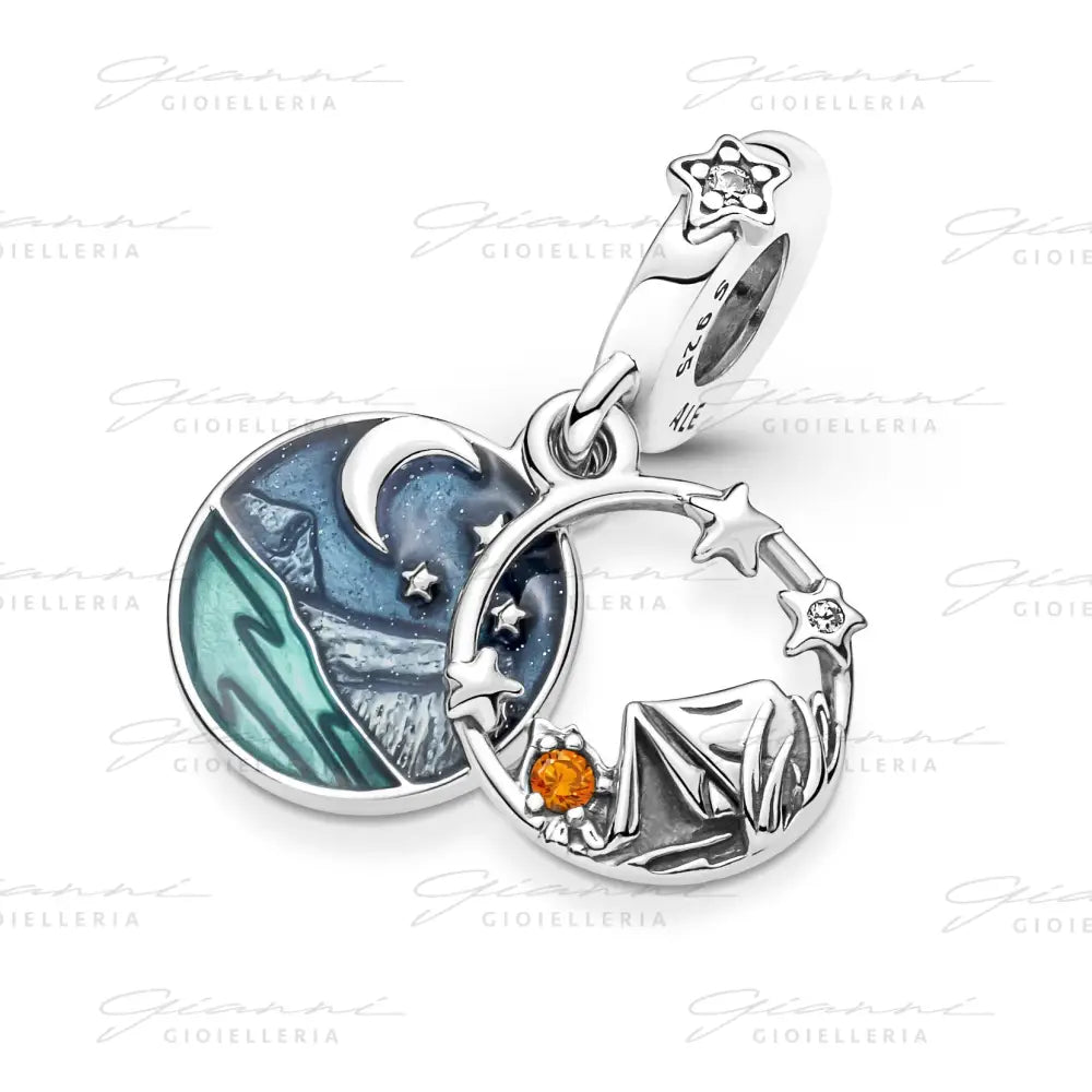 Charm Pendente Pandora Campeggio Sotto le Stelle Rifinito a mano Charm