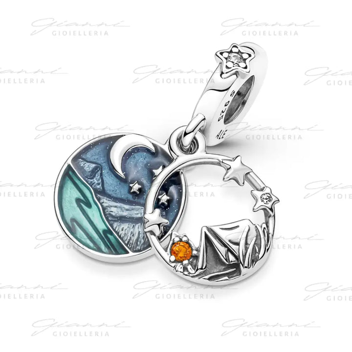Charm Pendente Pandora Campeggio Sotto le Stelle Rifinito a mano Charm
