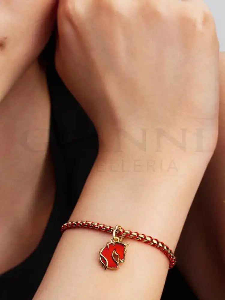 Charm Pendente Pandora - Cavallo Vetro di Murano Rosso Charm