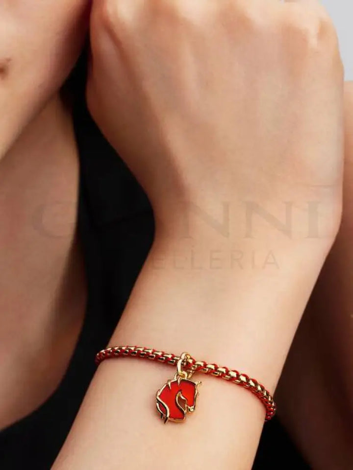 Charm Pendente Pandora - Cavallo Vetro di Murano Rosso Charm