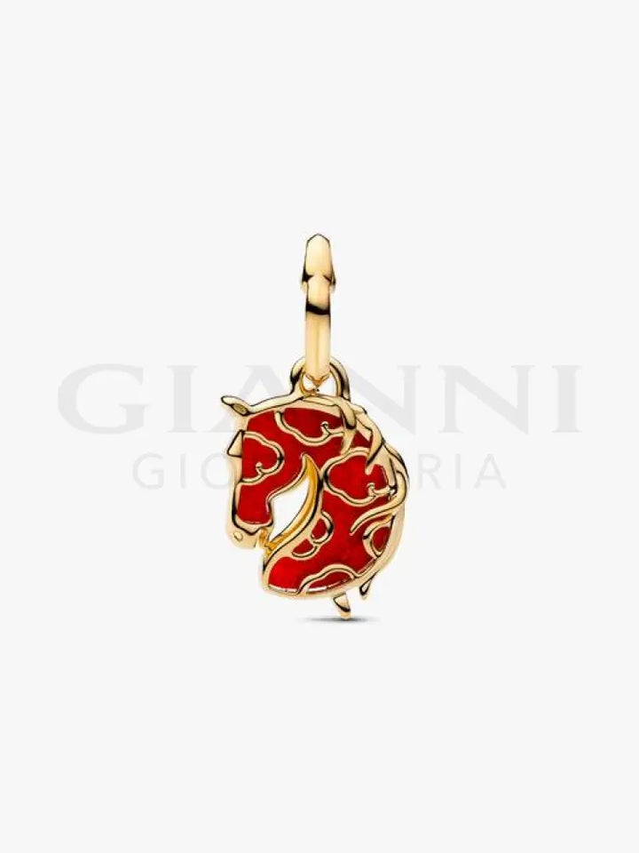 Charm Pendente Pandora - Cavallo Vetro di Murano Rosso Charm