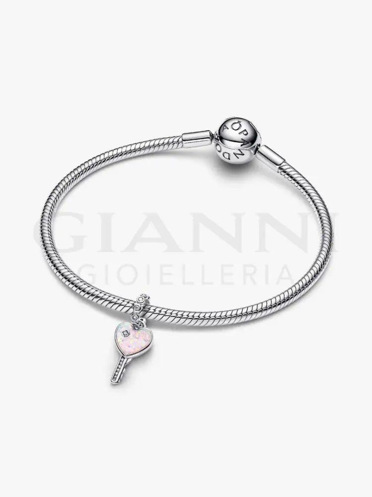 Charm Pendente Pandora - Chiave a Cuore Opale Rosa Charm