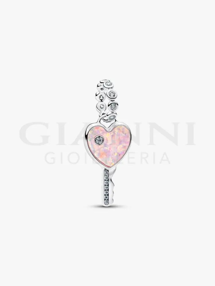 Charm Pendente Pandora - Chiave a Cuore Opale Rosa Charm
