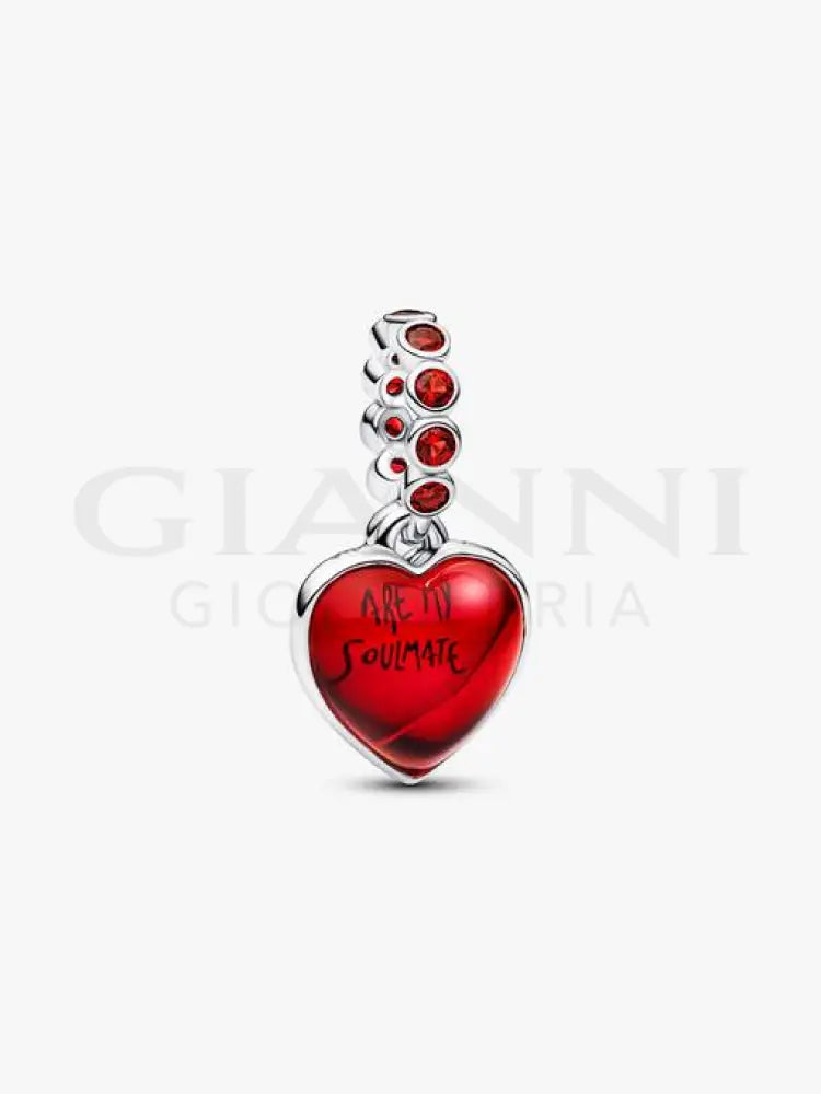 Charm Pendente Pandora - Doppio Cuore Vetro di Murano Rosso Charm