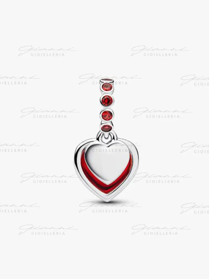 Charm Pendente Pandora - Doppio Cuore Vetro di Murano Rosso Charm