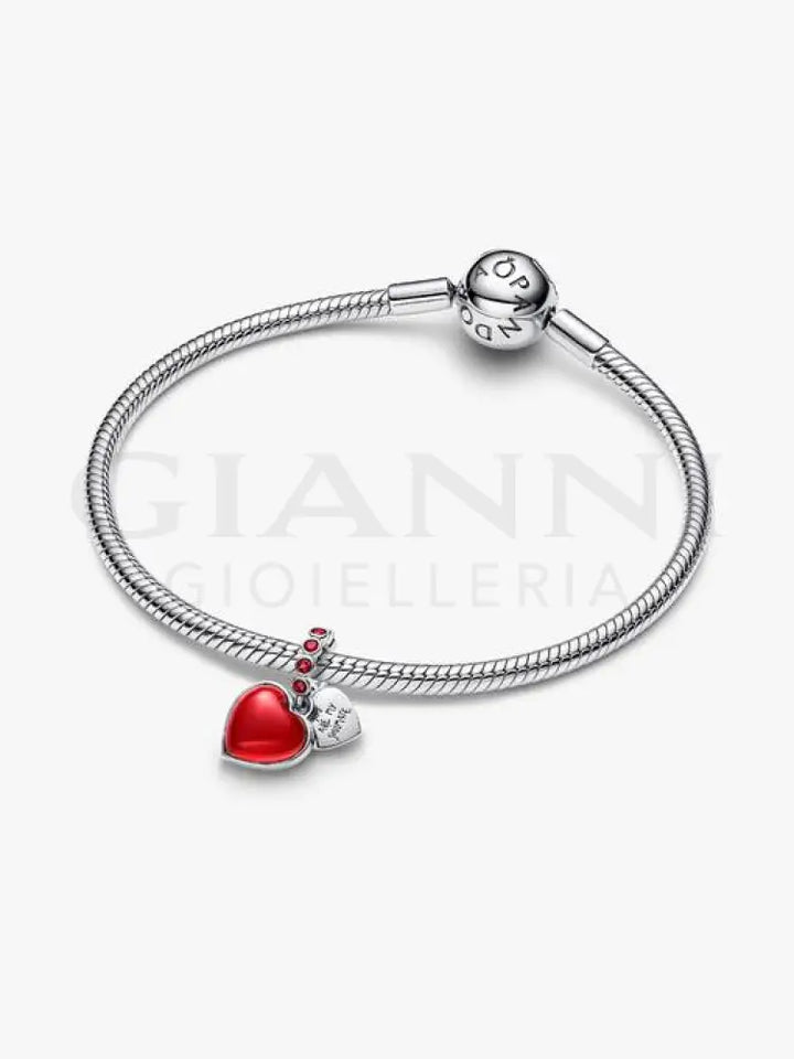 Charm Pendente Pandora - Doppio Cuore Vetro di Murano Rosso Charm