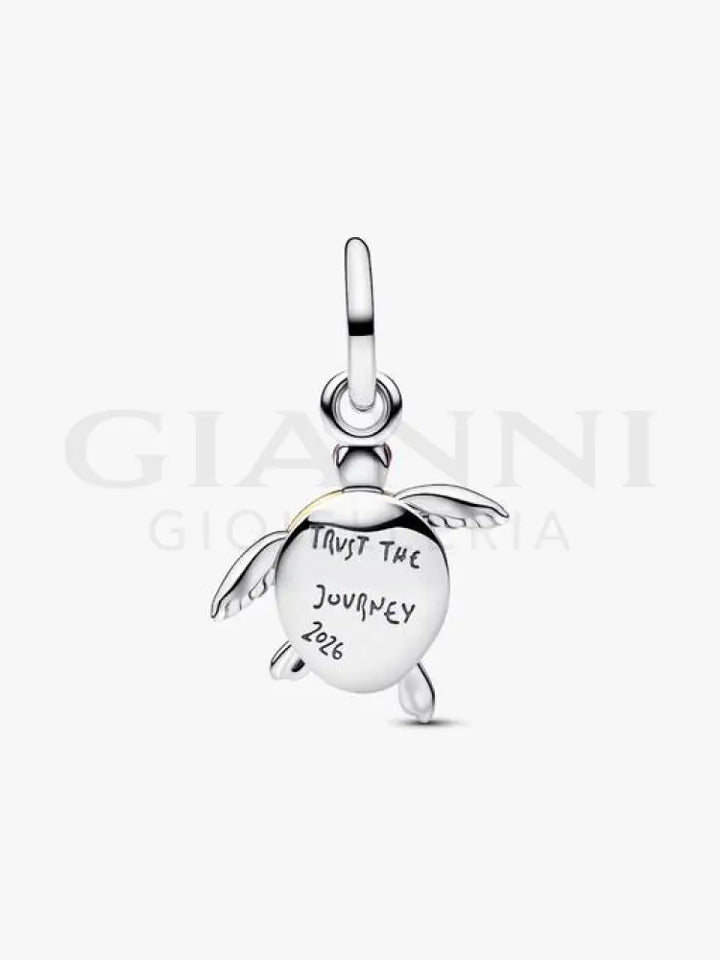 Charm Pendente Pandora - Tartaruga Marina Rosa con diamante creato in laboratorio Charm
