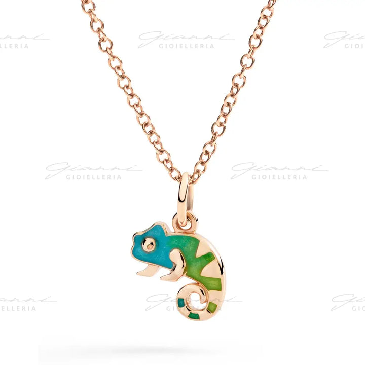 Ciondolo DoDo - Camaleonte Oro Rosa e Smalto Charm