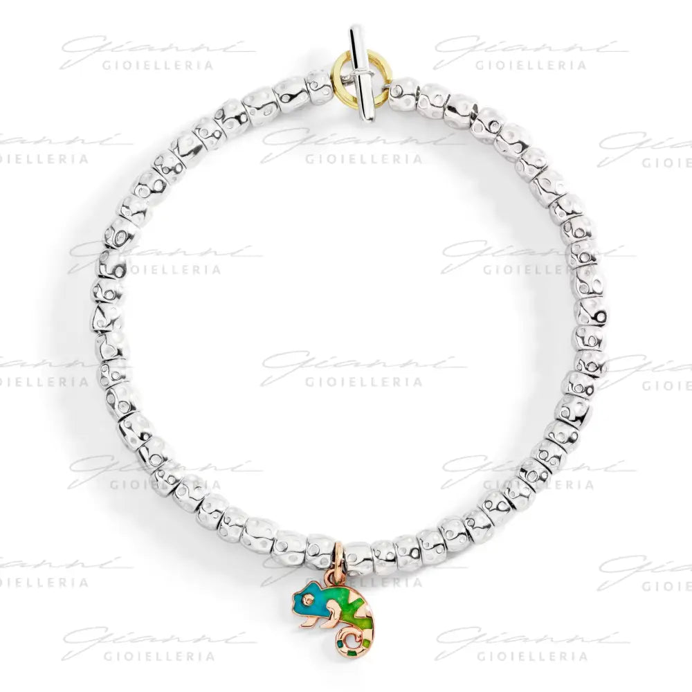 Ciondolo DoDo - Camaleonte Oro Rosa e Smalto Charm