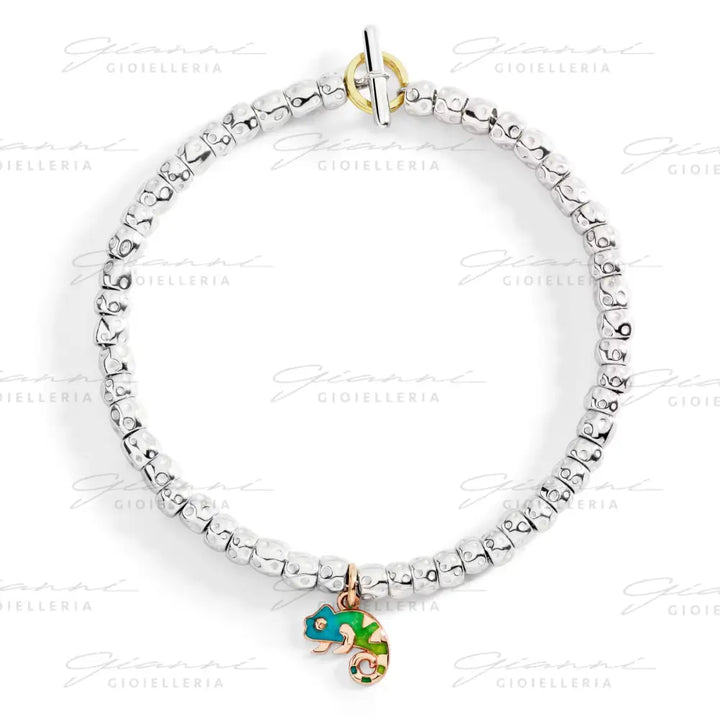 Ciondolo DoDo - Camaleonte Oro Rosa e Smalto Charm