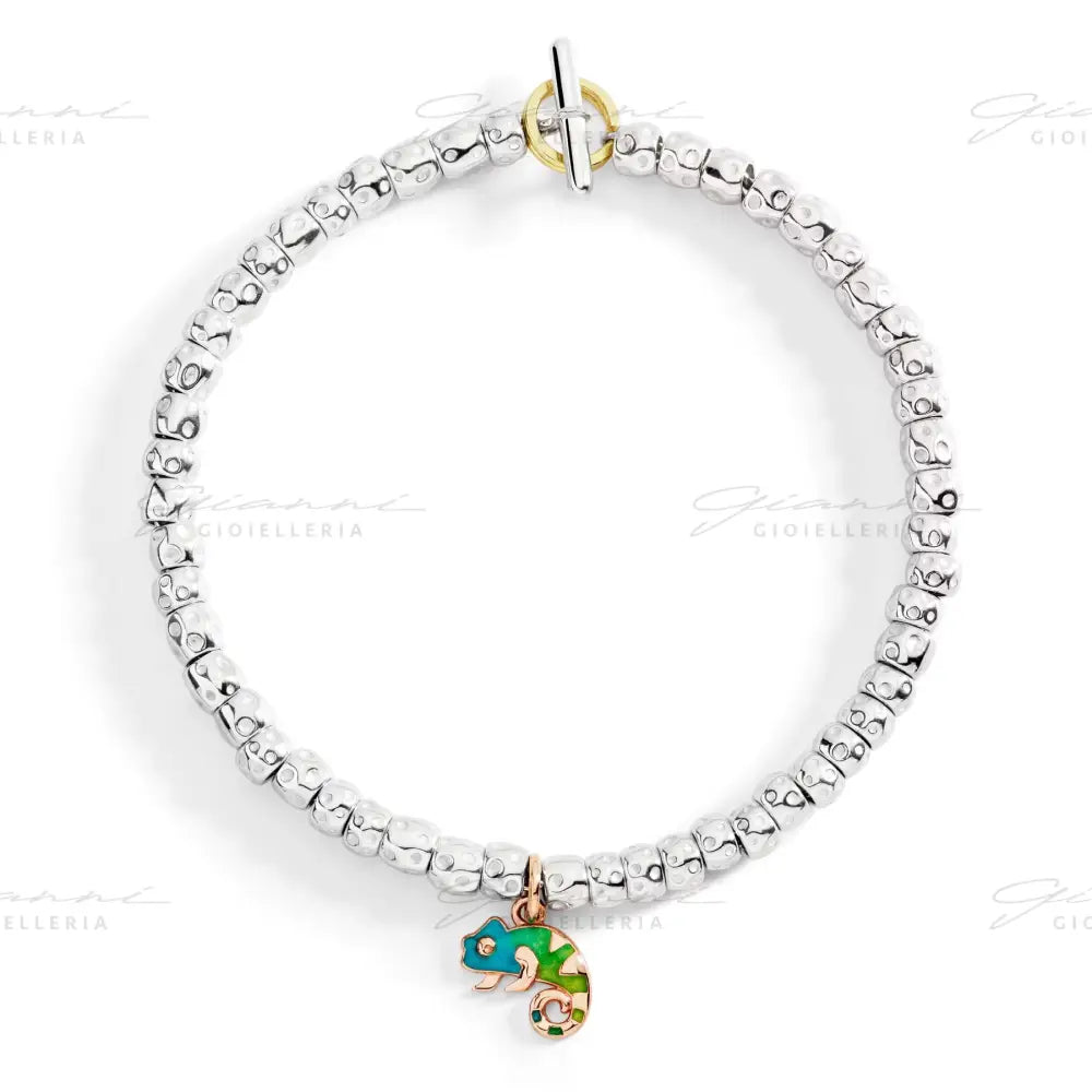 Ciondolo DoDo - Camaleonte Oro Rosa e Smalto Charm