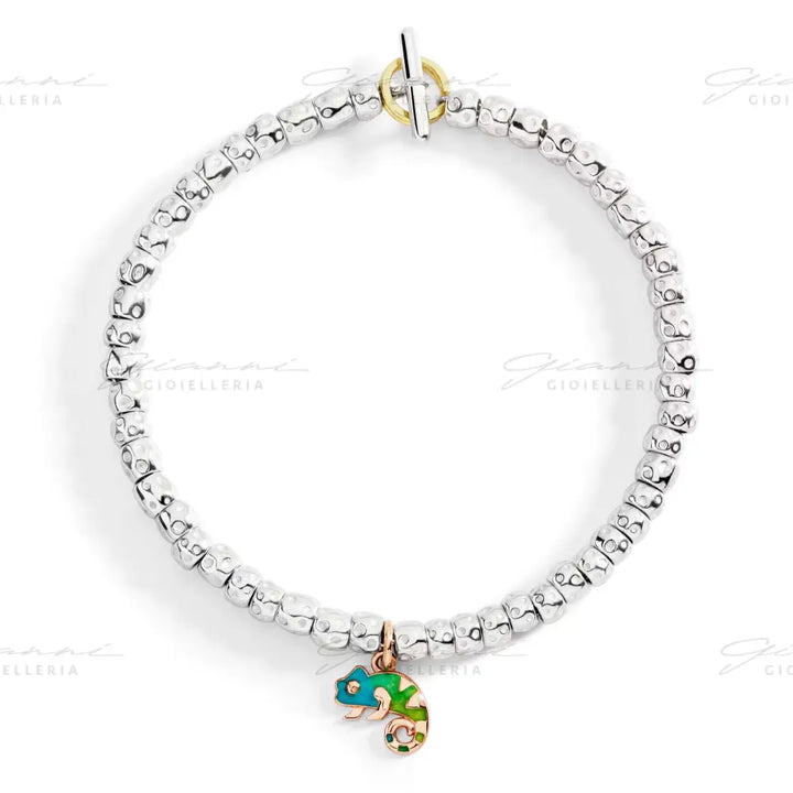 Ciondolo DoDo - Camaleonte Oro Rosa e Smalto Charm
