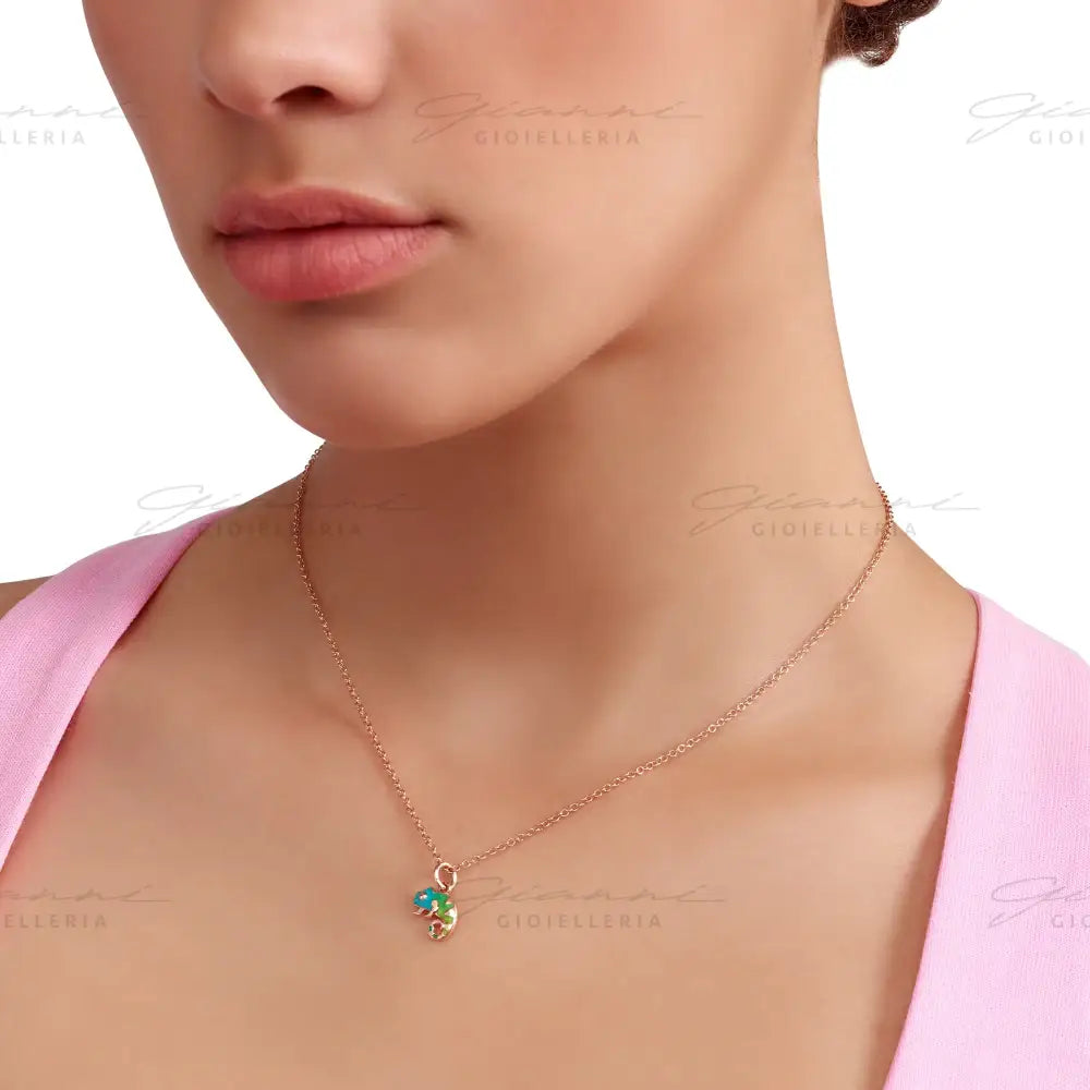 Ciondolo DoDo - Camaleonte Oro Rosa e Smalto Charm