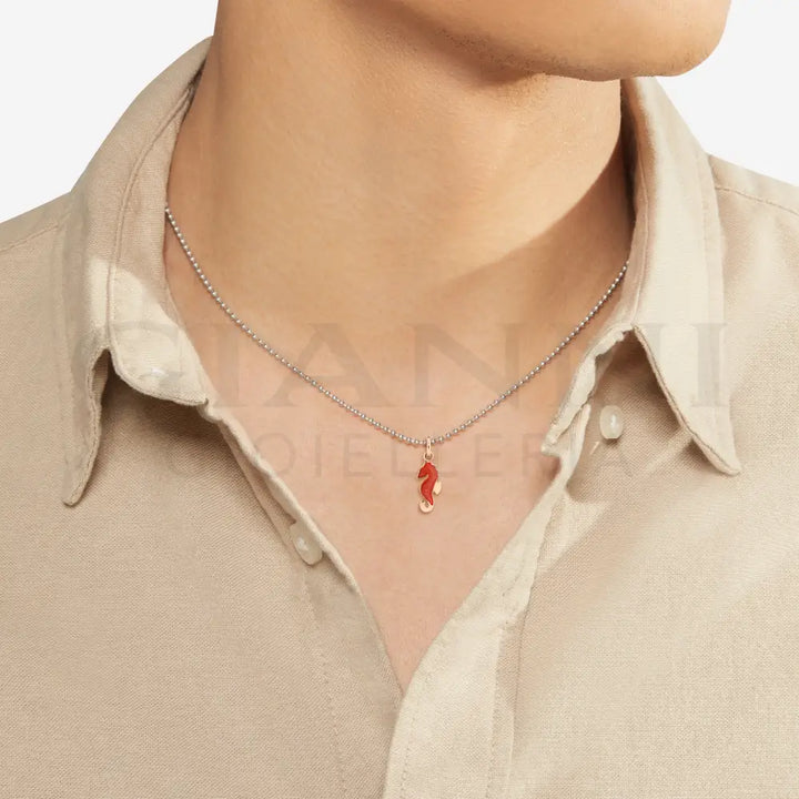 Ciondolo Dodo - Cavalluccio marino oro rosa & smalto Charm