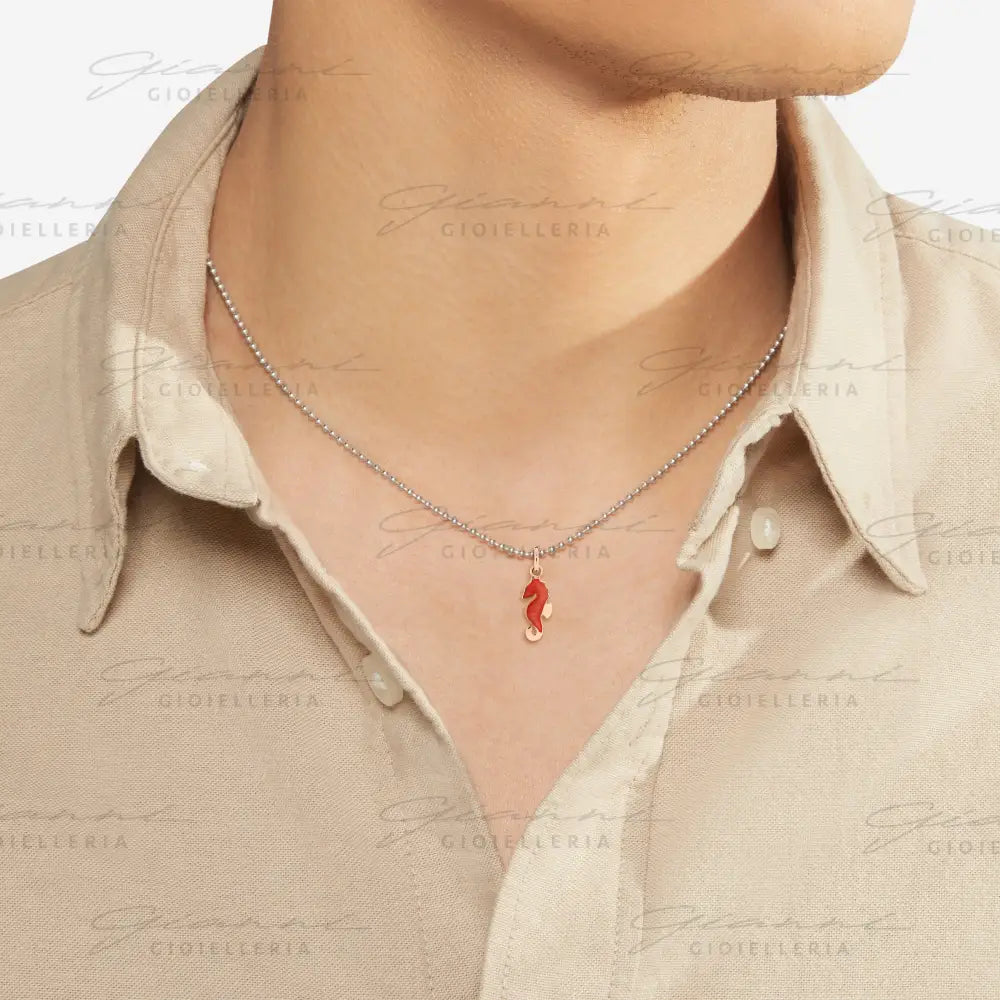 Ciondolo Dodo - Cavalluccio marino oro rosa & smalto Charm