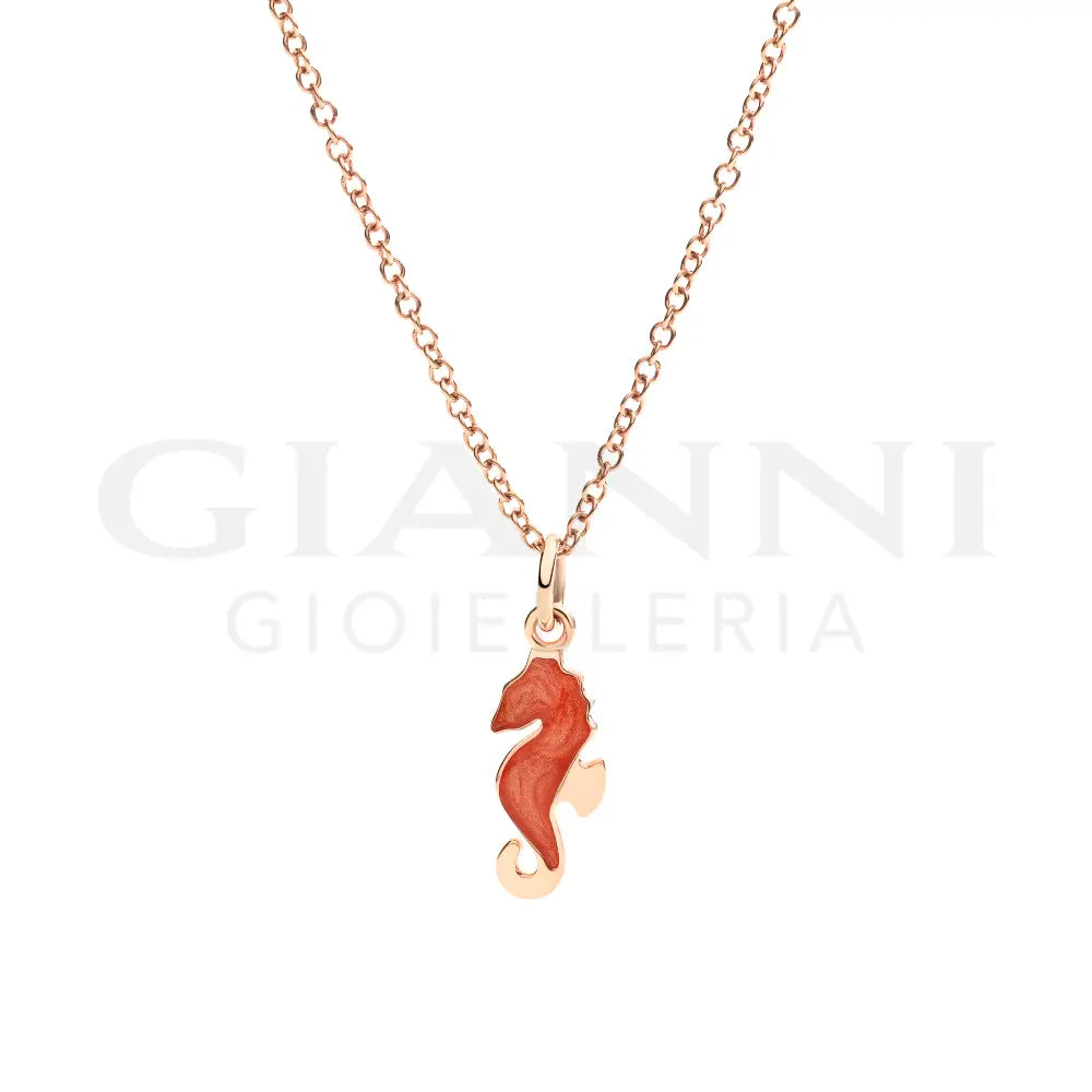 Ciondolo Dodo - Cavalluccio marino oro rosa & smalto Charm