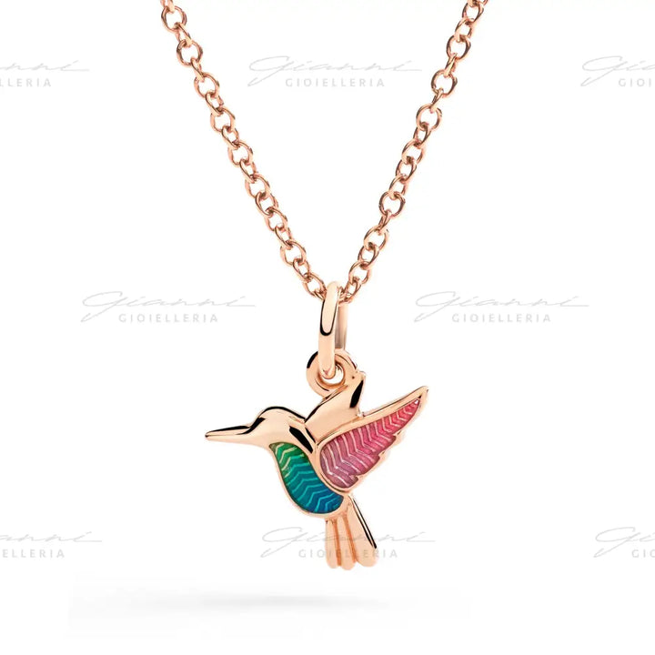 Ciondolo DoDo - Colibrì Oro Rosa e Smalto Charm