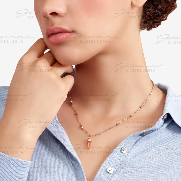 Ciondolo DoDo - Corno oro rosa & corniola Charm