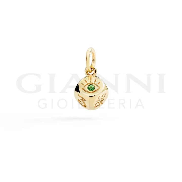 Ciondolo DoDo - Dado oro giallo & tsavorite Charm