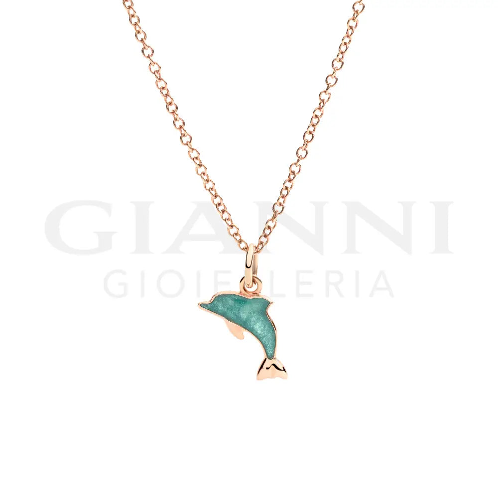 Ciondolo DoDo - Delfino oro rosa & smalto Charm