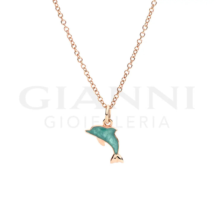Ciondolo DoDo - Delfino oro rosa & smalto Charm