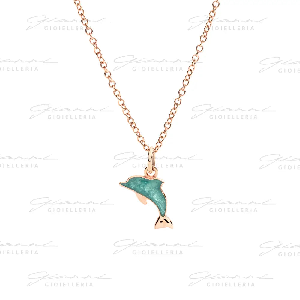 Ciondolo DoDo - Delfino oro rosa & smalto Charm