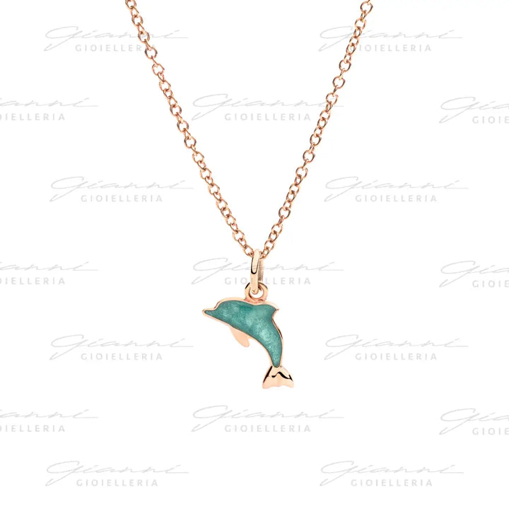 Ciondolo DoDo - Delfino oro rosa & smalto Charm