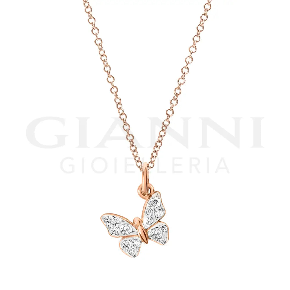 Ciondolo DoDo - Farfalla oro rosa & diamanti bianchi Charm
