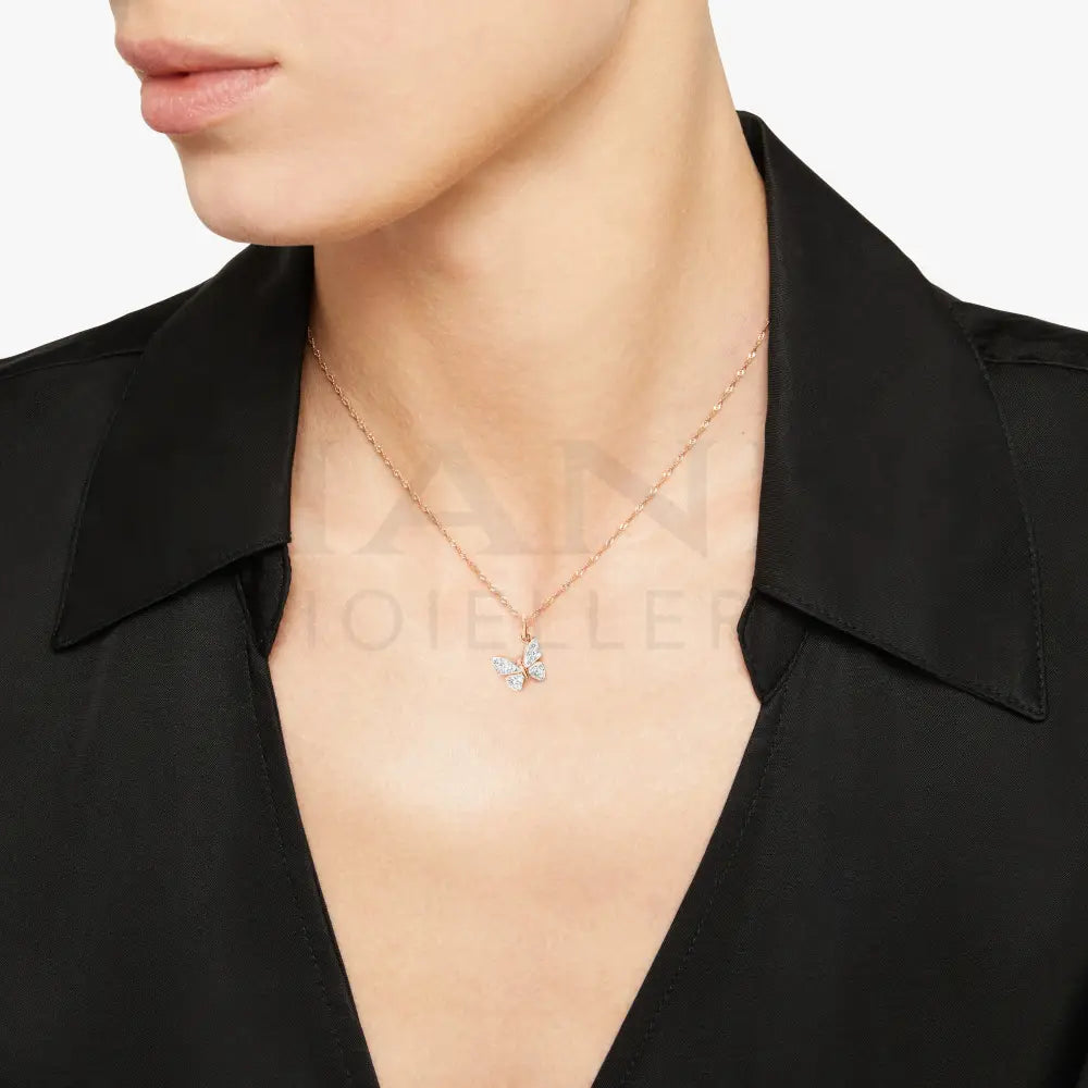 Ciondolo DoDo - Farfalla oro rosa & diamanti bianchi Charm