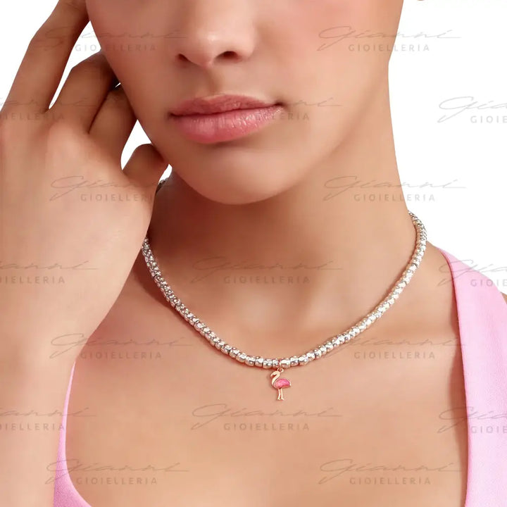 Ciondolo DoDo - Fenicottero oro rosa e smalto Charm