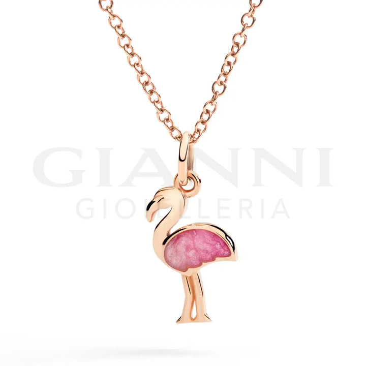 Ciondolo DoDo - Fenicottero oro rosa e smalto Charm