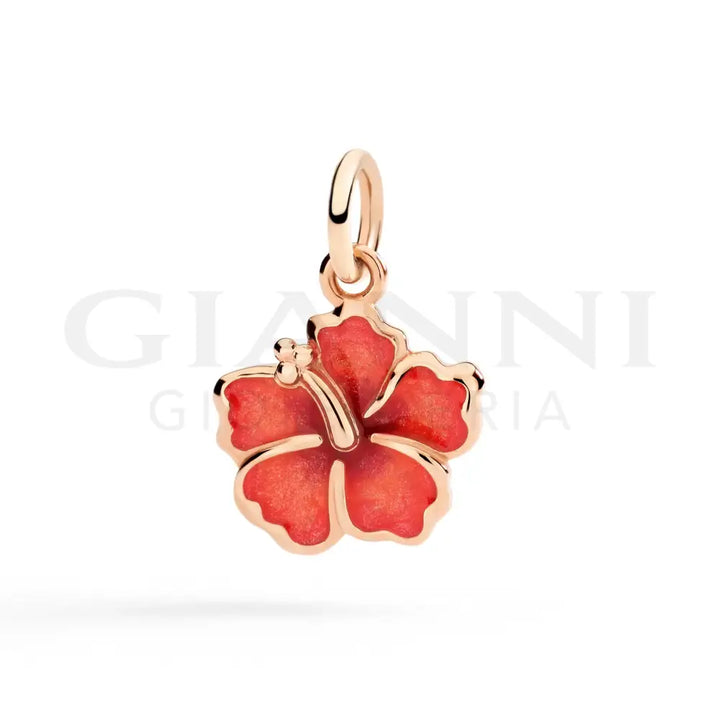 Ciondolo DoDo - Fiore ibisco oro rosa & smalto Charm