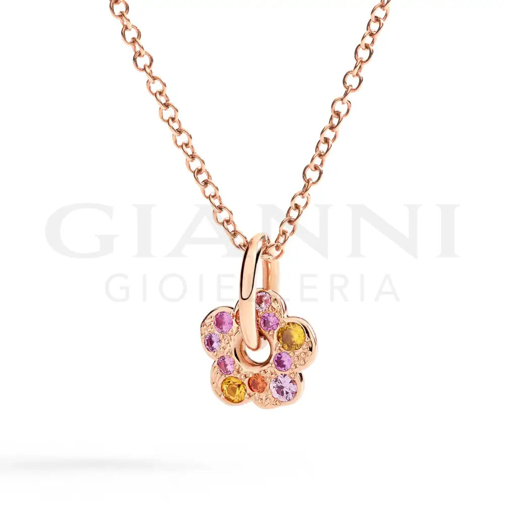 Ciondolo DoDo - Fiore oro rosa e zaffiro Charm