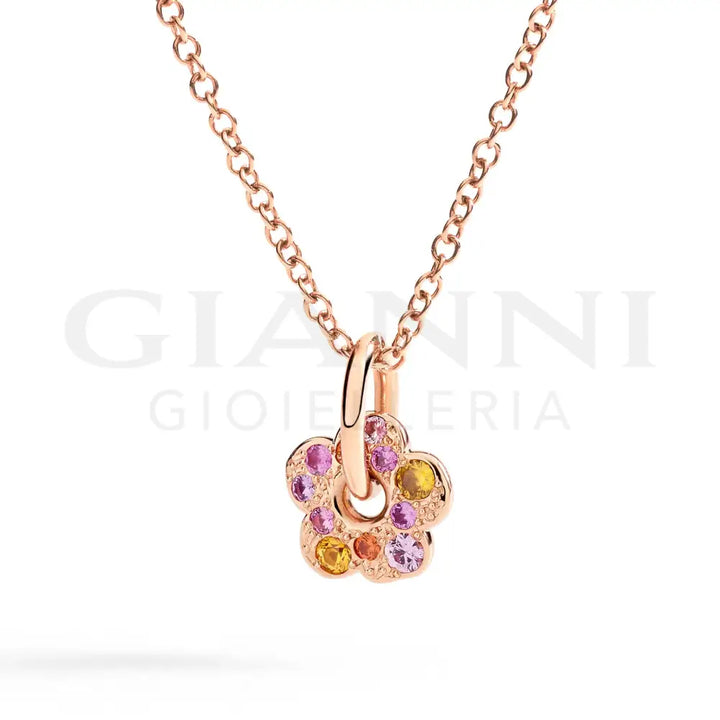Ciondolo DoDo - Fiore oro rosa e zaffiro Charm
