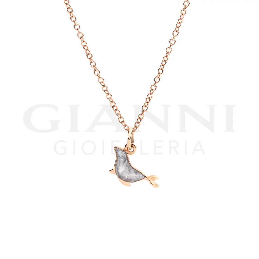 Ciondolo DoDo - Foca oro rosa & smalto Charm