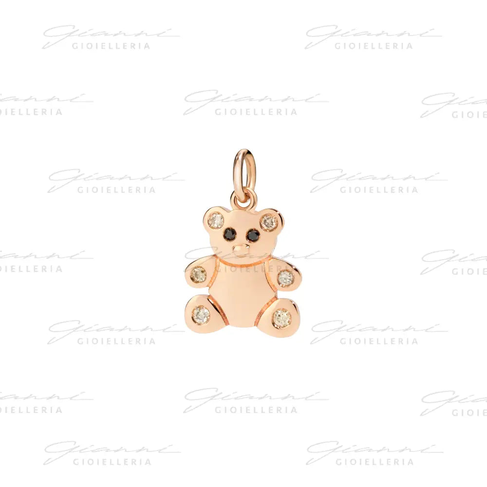 Ciondolo DoDo - Orsetto oro rosa diamanti & smalto Charm