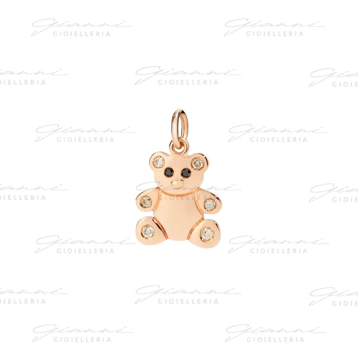 Ciondolo DoDo - Orsetto oro rosa diamanti & smalto Charm
