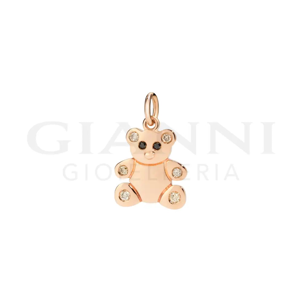 Ciondolo DoDo - Orsetto oro rosa diamanti & smalto Charm