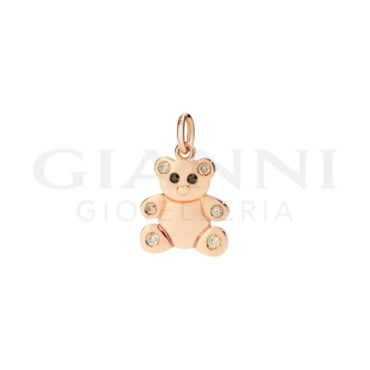 Ciondolo DoDo - Orsetto oro rosa diamanti & smalto Charm