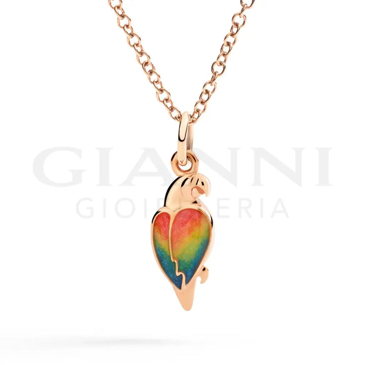 Ciondolo DoDo - Pappagallo oro rosa e smalto Charm
