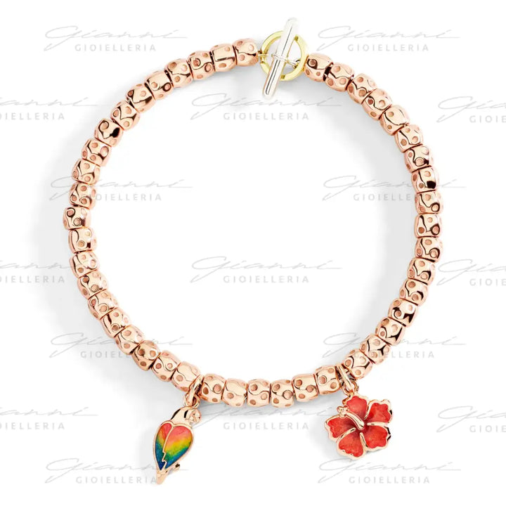 Ciondolo DoDo - Pappagallo oro rosa e smalto Charm